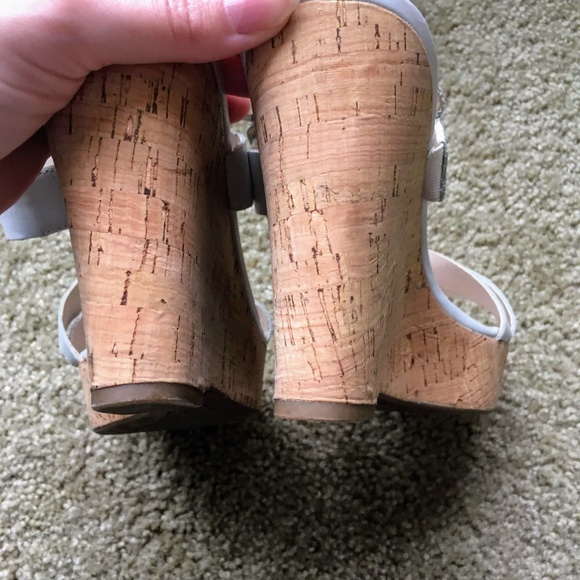 Franco Sarto White Strappy Cork Wedge Sandals - Picture 6 of 6